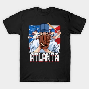 Atlanta Vintage Baseball Lovers American Flag T-Shirt